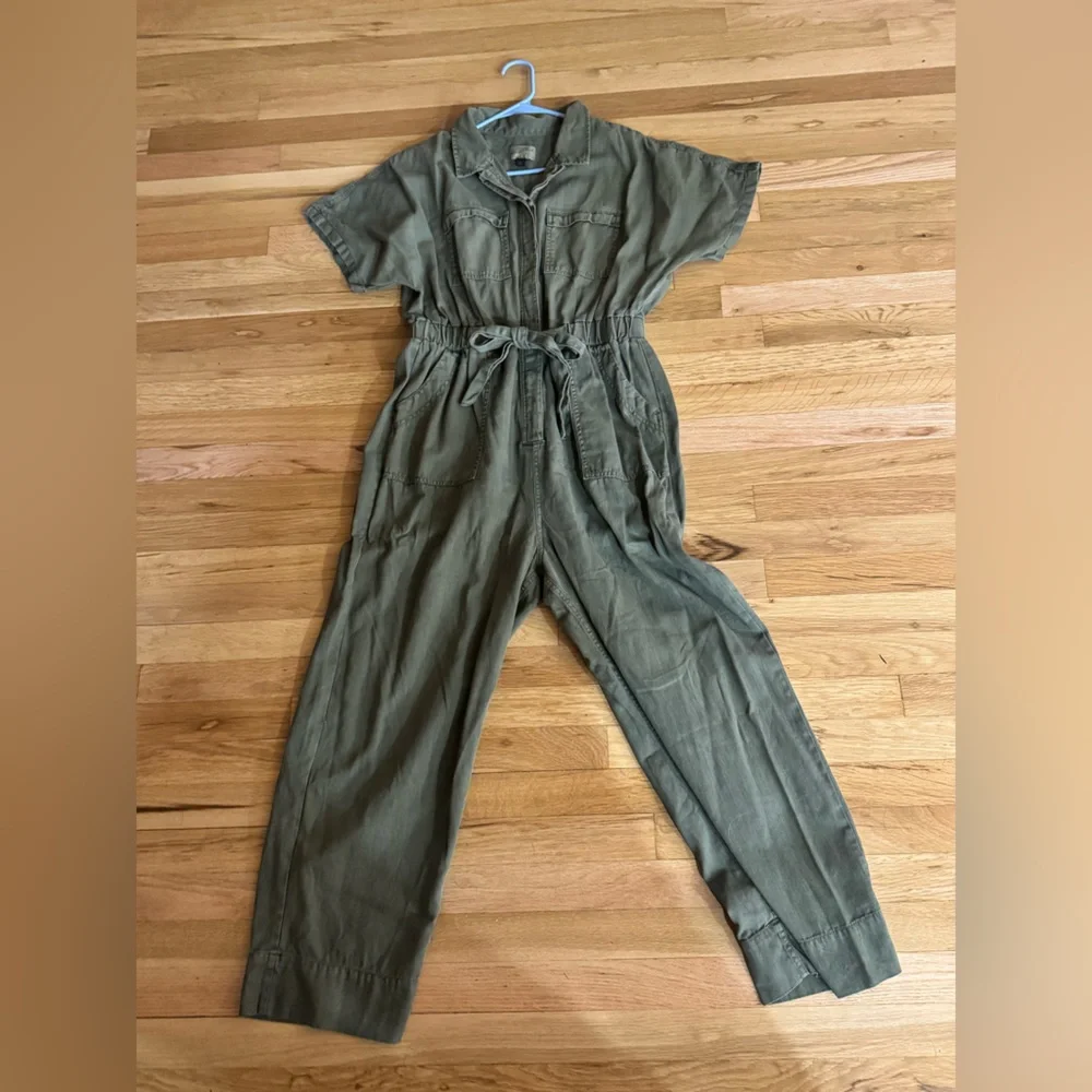 Universal Thread Olive Green Jumpsuit with Tie Waist - Picture 2 of 5